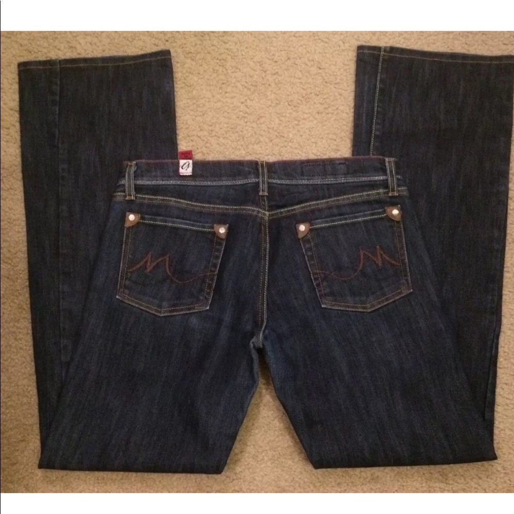 JET-LAG Italian Denim Jeans Dark Wash Bootcut Low-rise Classic Size 30 10 32.5”